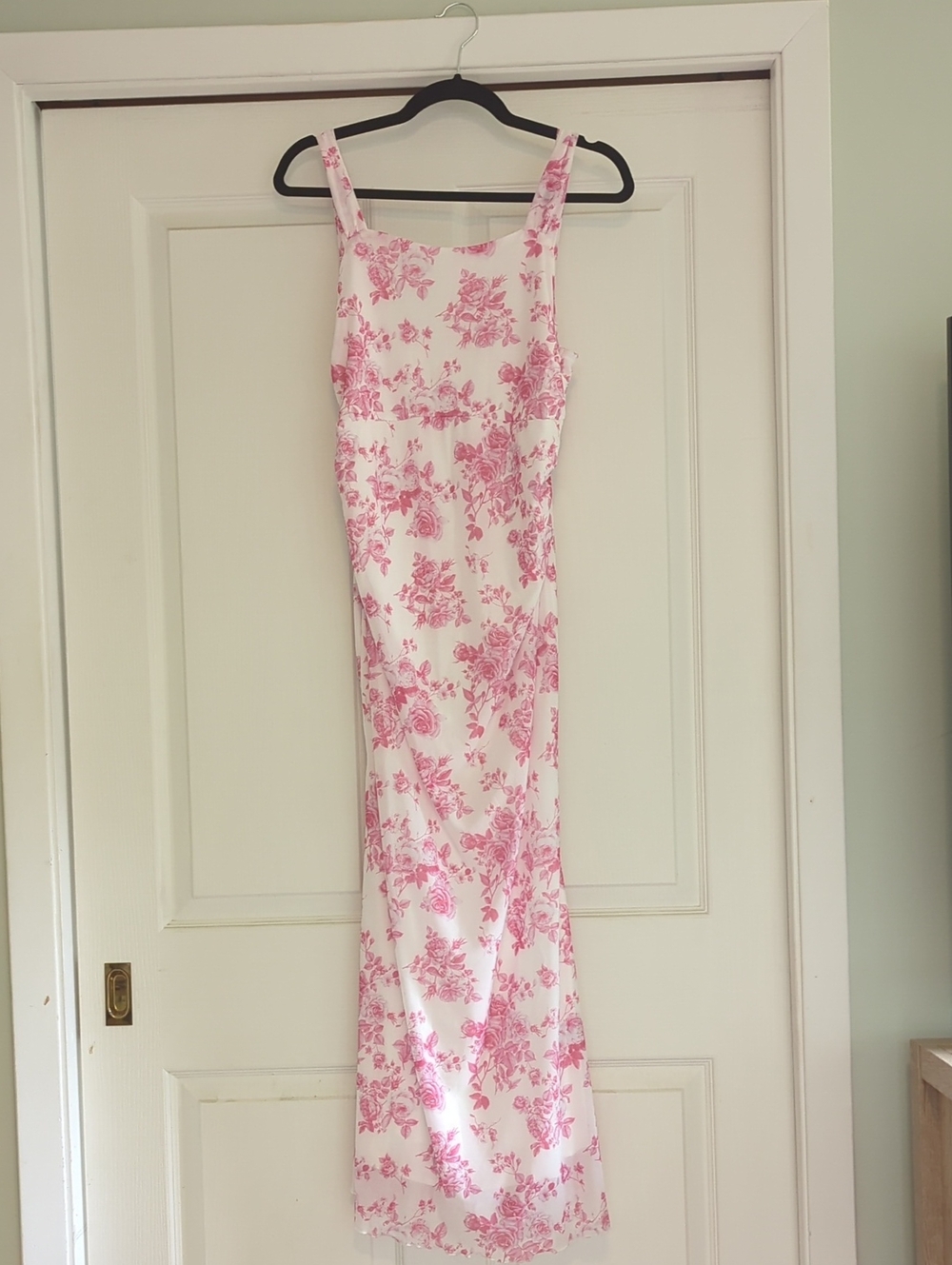 SHEIN Pink Floral Midi Dress on White